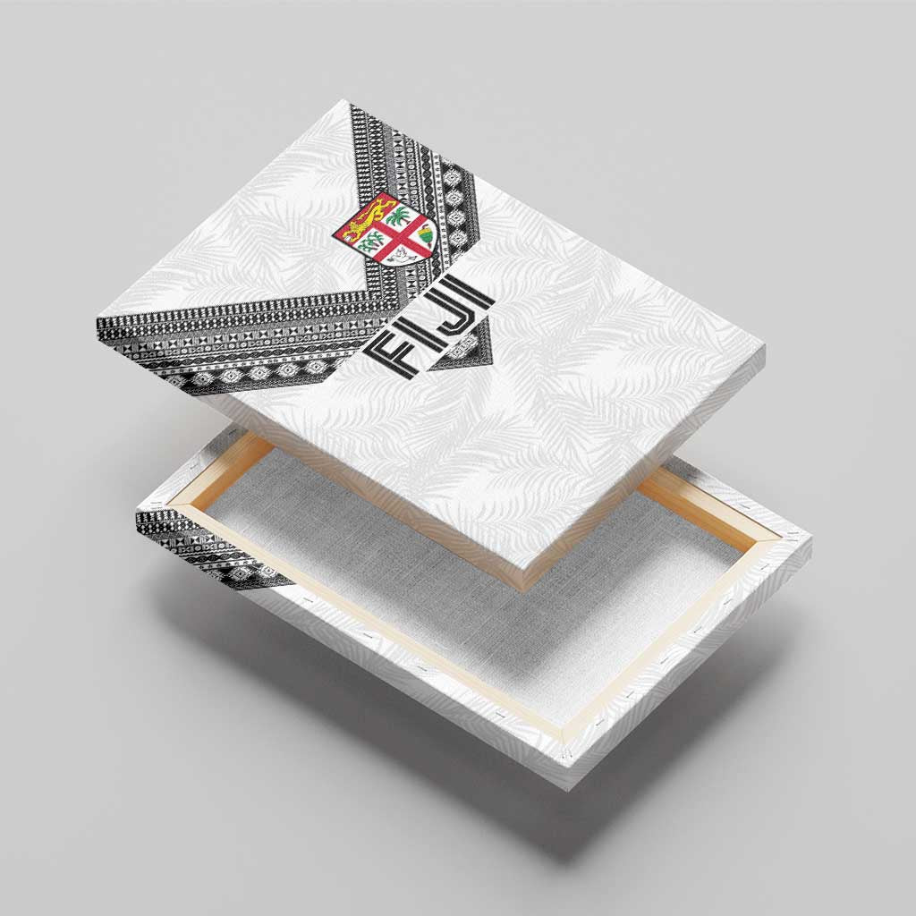 Rugby Fiji Canvas Wall Art Fijian Masi Tribal Sporty Style White Color - Polynesian Pride