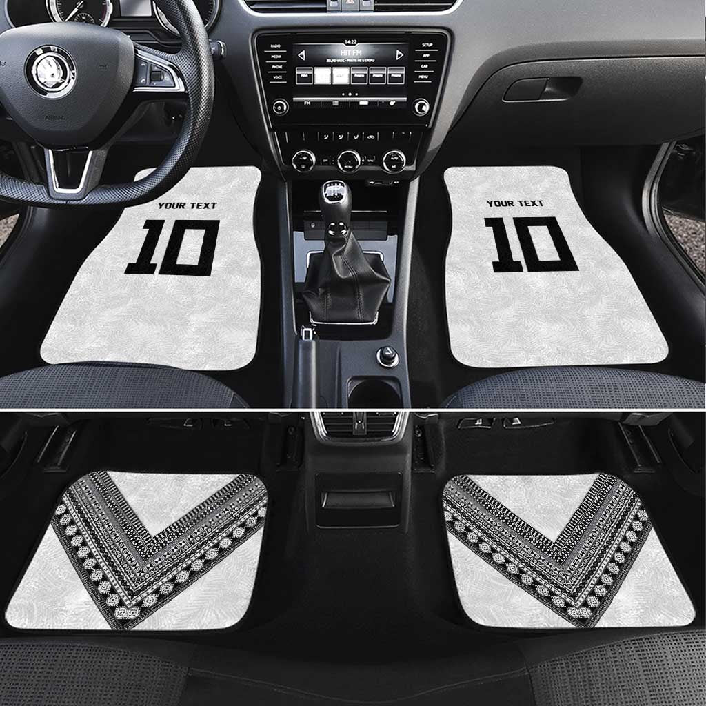 Rugby Fiji Car Mats Fijian Masi Tribal Sporty Style White Color - Polynesian Pride