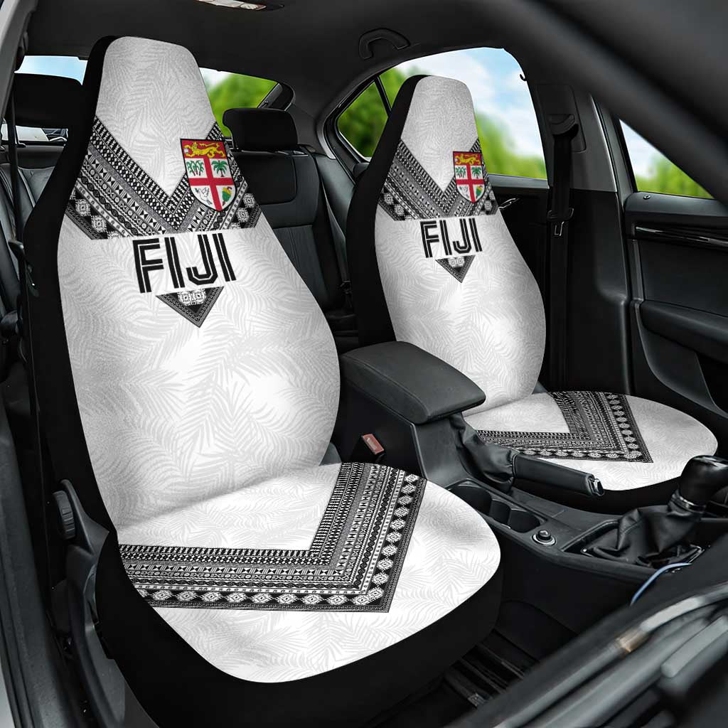 Rugby Fiji Car Seat Cover Fijian Masi Tribal Sporty Style White Color - Polynesian Pride