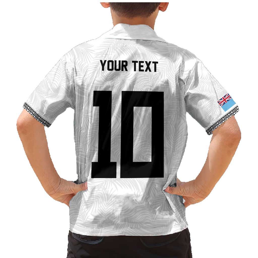 Custom Rugby Fiji Family Matching Mermaid Dress and Hawaiian Shirt Fijian Masi Tribal Sporty Style White Color - Polynesian Pride