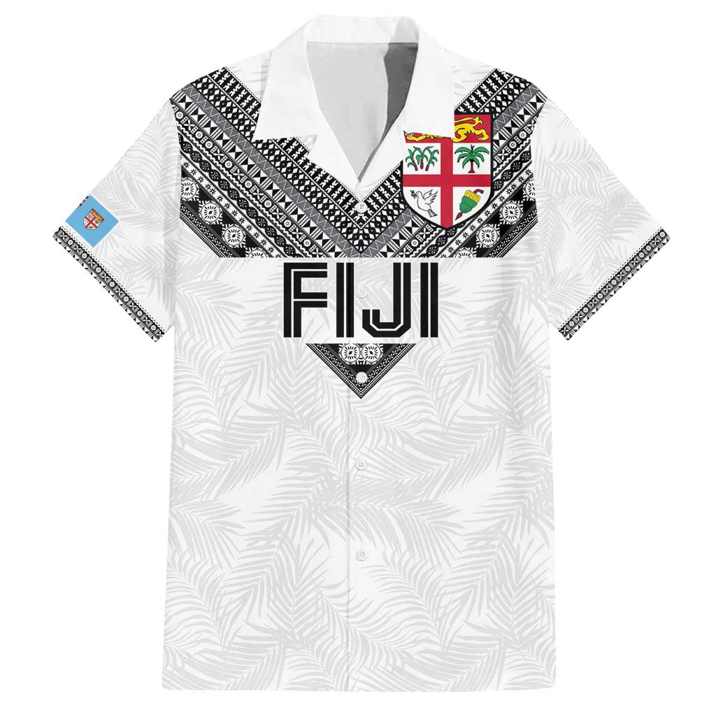 Custom Rugby Fiji Family Matching Summer Maxi Dress and Hawaiian Shirt Fijian Masi Tribal Sporty Style White Color - Polynesian Pride