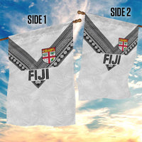 Rugby Fiji Garden Flag Fijian Masi Tribal Sporty Style White Color - Polynesian Pride