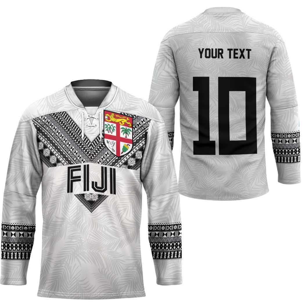 Custom Rugby Fiji Hockey Jersey Fijian Masi Tribal Sporty Style White Color - Polynesian Pride