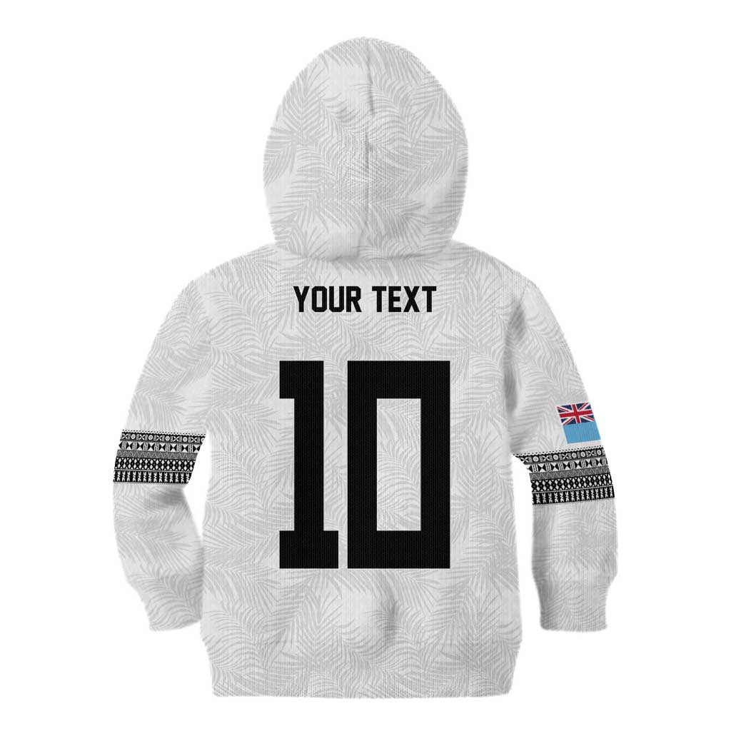 Custom Rugby Fiji Kid Hoodie Fijian Masi Tribal Sporty Style White Color - Polynesian Pride