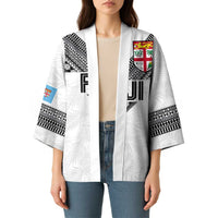 Custom Rugby Fiji Kimono Fijian Masi Tribal Sporty Style White Color - Polynesian Pride