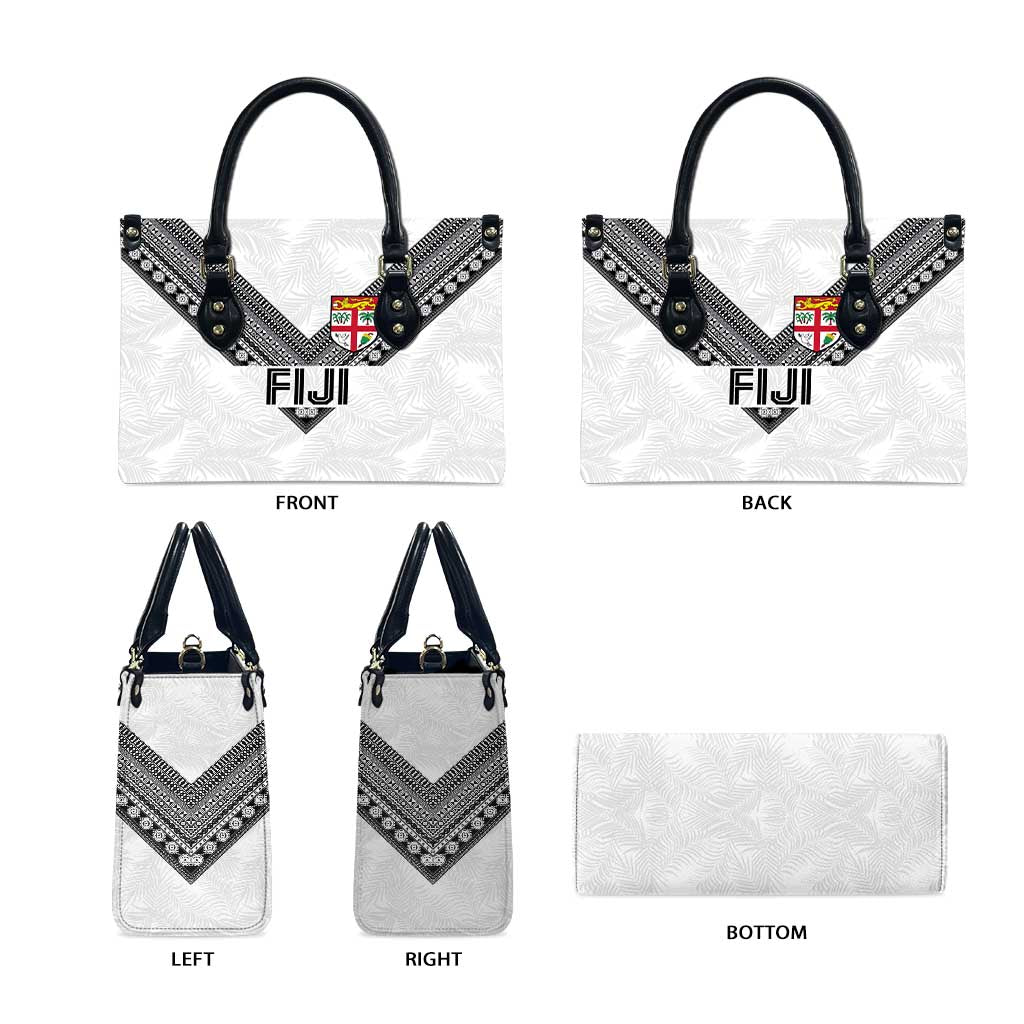 Rugby Fiji Leather Bag Fijian Masi Tribal Sporty Style White Color - Polynesian Pride