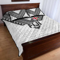 Rugby Fiji Quilt Bed Set Fijian Masi Tribal Sporty Style White Color - Polynesian Pride