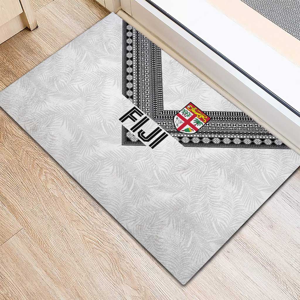Rugby Fiji Rubber Doormat Fijian Masi Tribal Sporty Style White Color - Polynesian Pride