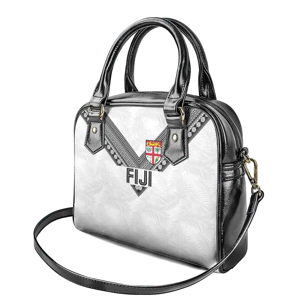 Rugby Fiji Shoulder Handbag Fijian Masi Tribal Sporty Style White Color - Polynesian Pride