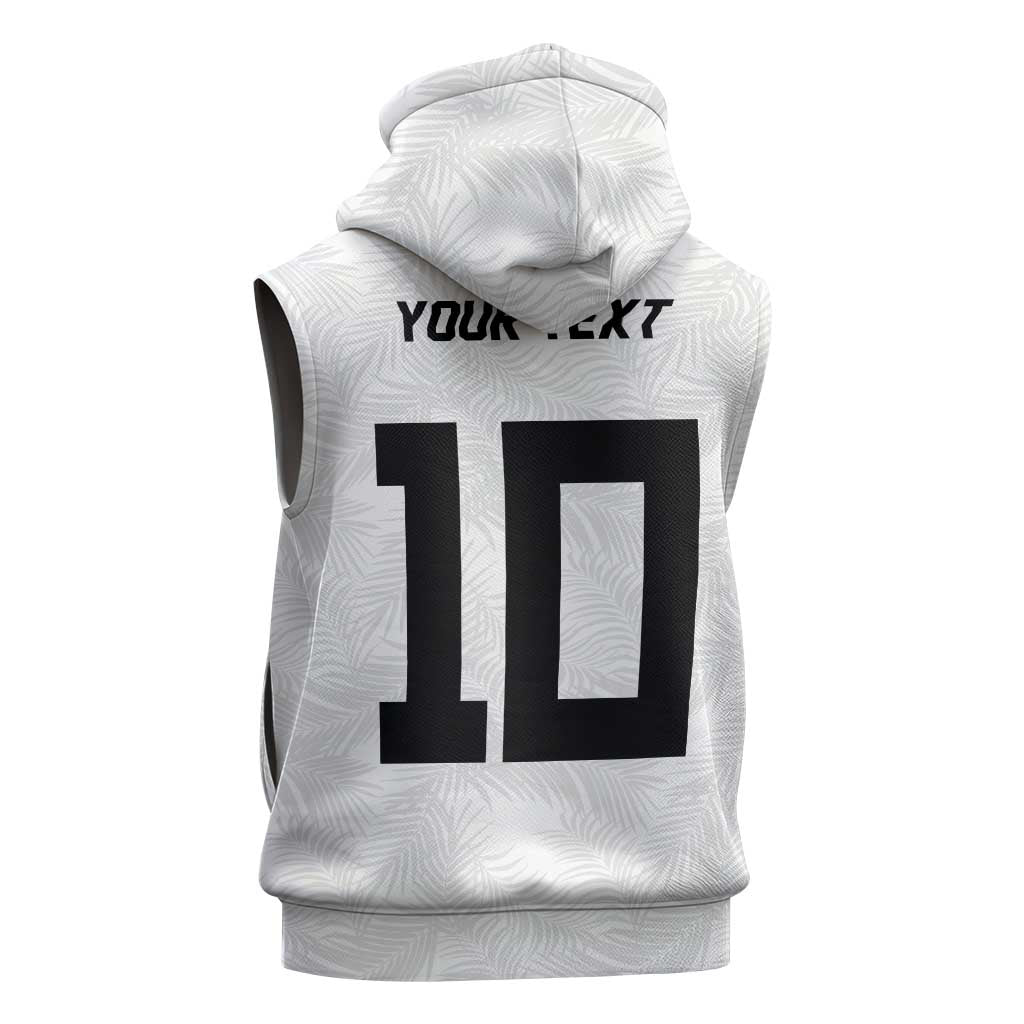 Custom Rugby Fiji Sleeveless Hoodie Fijian Masi Tribal Sporty Style White Color - Polynesian Pride