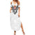 Custom Rugby Fiji Summer Maxi Dress Fijian Masi Tribal Sporty Style White Color - Polynesian Pride