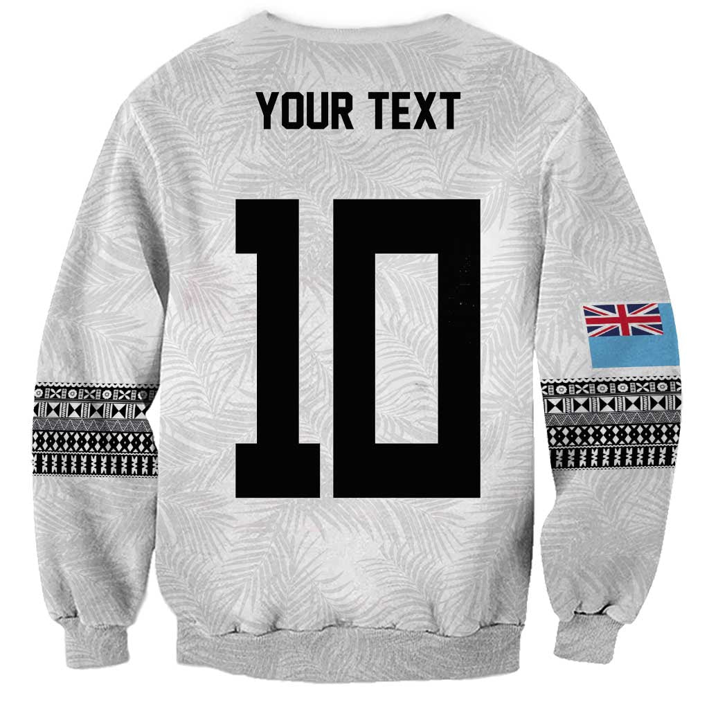 Custom Rugby Fiji Sweatshirt Fijian Masi Tribal Sporty Style White Color - Polynesian Pride