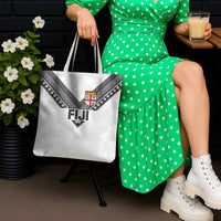 Rugby Fiji Tote Bag Fijian Masi Tribal Sporty Style White Color - Polynesian Pride