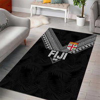 Rugby Fiji Area Rug Fijian Masi Tribal Sporty Style Black Color LT03 - Polynesian Pride