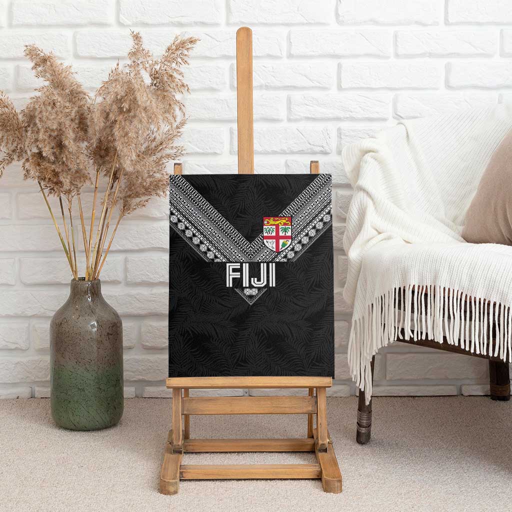 Rugby Fiji Canvas Wall Art Fijian Masi Tribal Sporty Style Black Color - Polynesian Pride