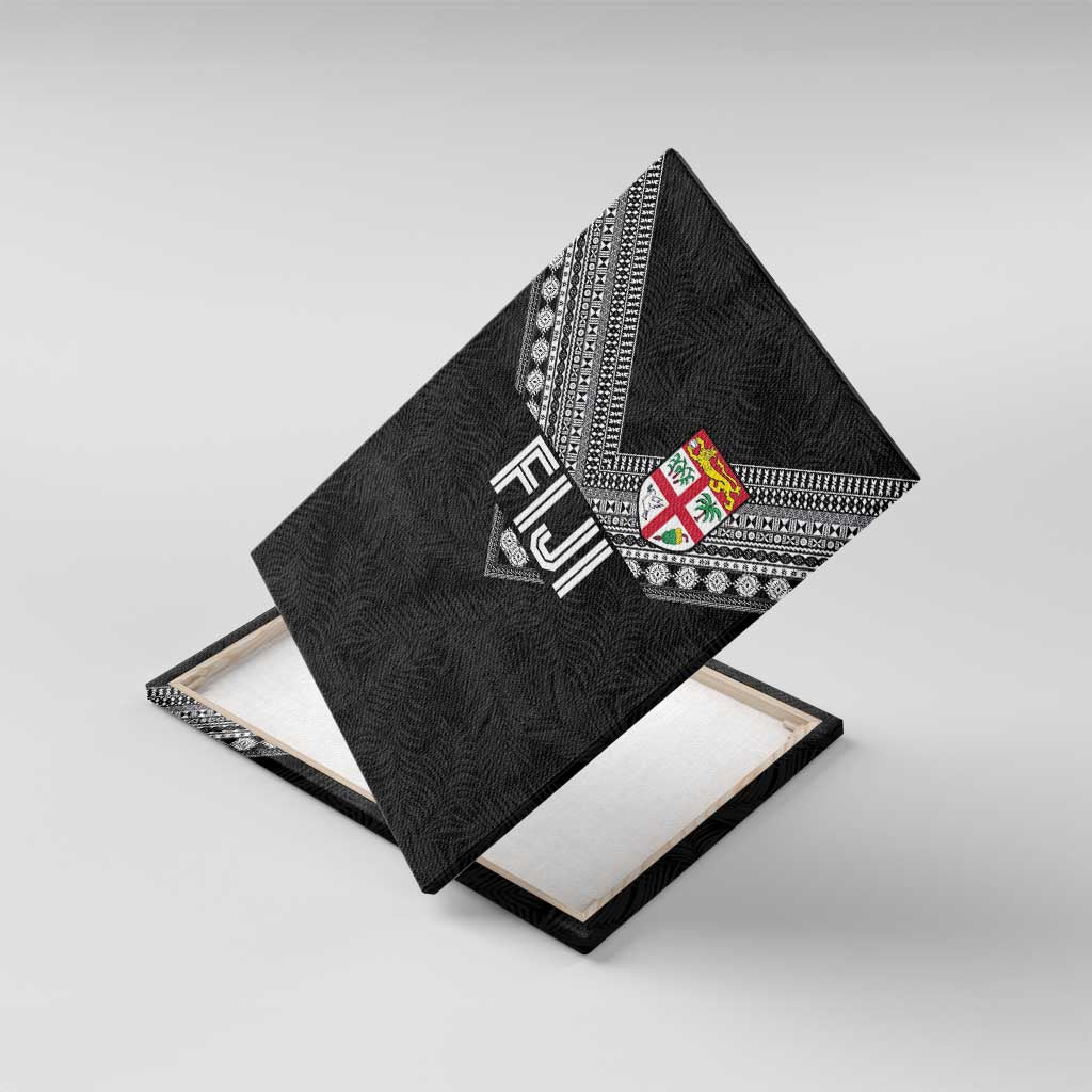Rugby Fiji Canvas Wall Art Fijian Masi Tribal Sporty Style Black Color - Polynesian Pride