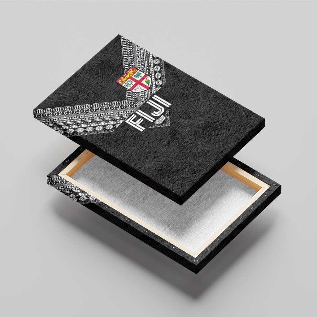 Rugby Fiji Canvas Wall Art Fijian Masi Tribal Sporty Style Black Color - Polynesian Pride
