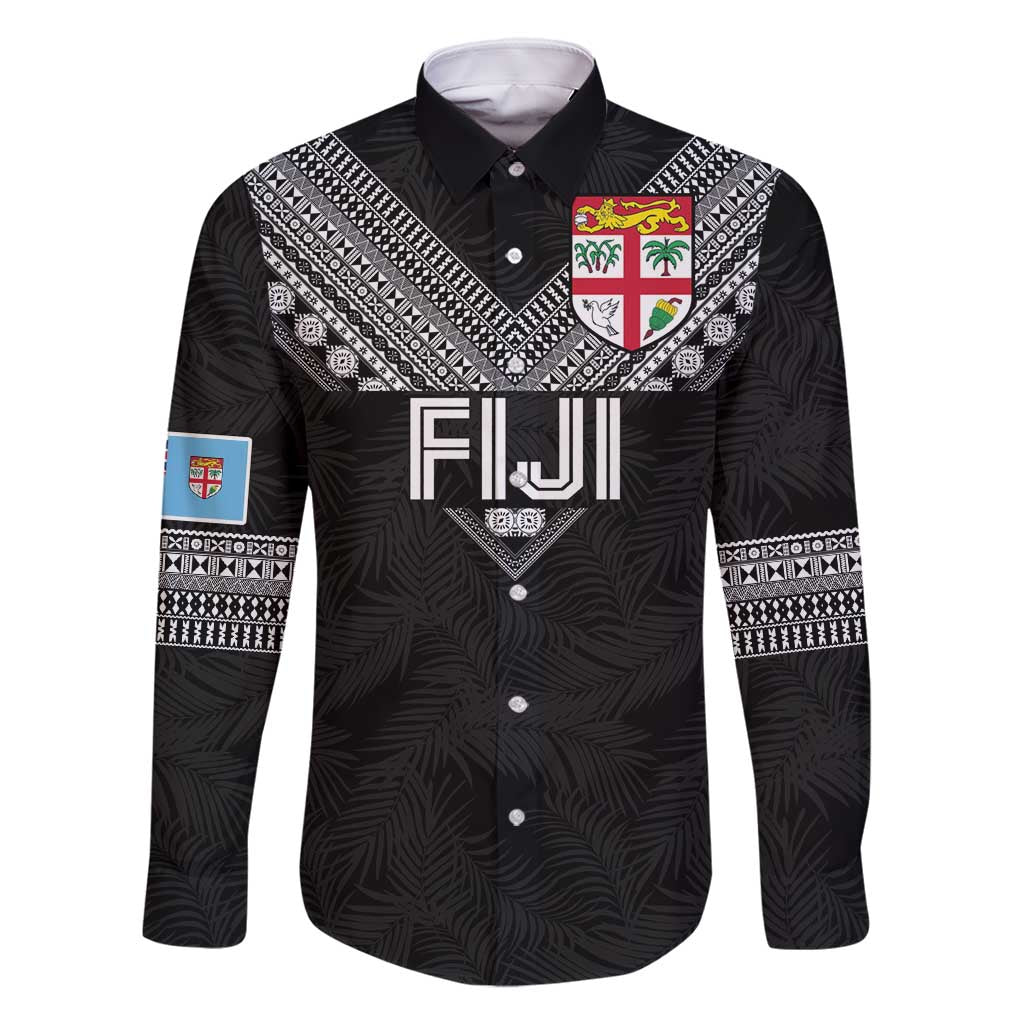 Custom Rugby Fiji Family Matching Mermaid Dress and Hawaiian Shirt Fijian Masi Tribal Sporty Style Black Color - Polynesian Pride