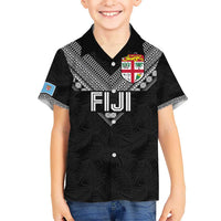 Custom Rugby Fiji Hawaiian Shirt Fijian Masi Tribal Sporty Style Black Color - Polynesian Pride