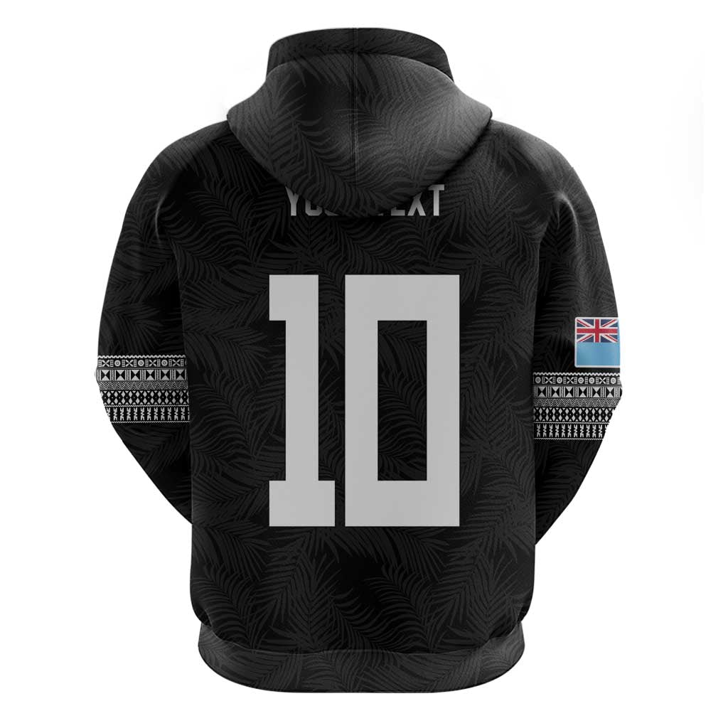 Custom Rugby Fiji Hoodie Fijian Masi Tribal Sporty Style Black Color - Polynesian Pride
