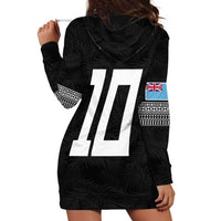 Custom Rugby Fiji Hoodie Dress Fijian Masi Tribal Sporty Style Black Color - Polynesian Pride