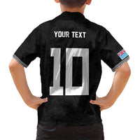 Custom Rugby Fiji Kid Hawaiian Shirt Fijian Masi Tribal Sporty Style Black Color - Polynesian Pride