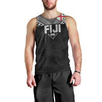 Custom Rugby Fiji Men Tank Top Fijian Masi Tribal Sporty Style Black Color - Polynesian Pride