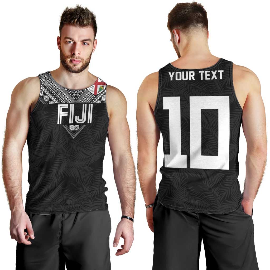 Custom Rugby Fiji Men Tank Top Fijian Masi Tribal Sporty Style Black Color - Polynesian Pride