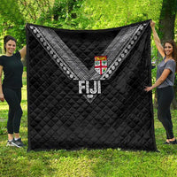 Rugby Fiji Quilt Fijian Masi Tribal Sporty Style Black Color - Polynesian Pride