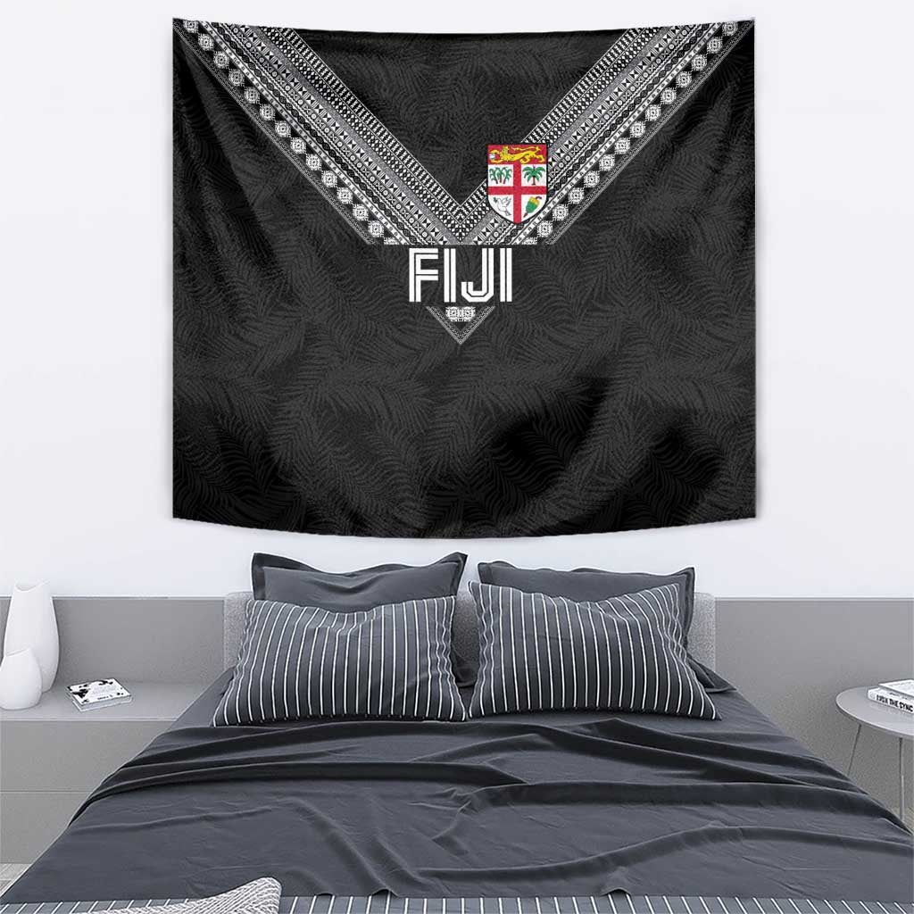 Rugby Fiji Tapestry Fijian Masi Tribal Sporty Style Black Color - Polynesian Pride