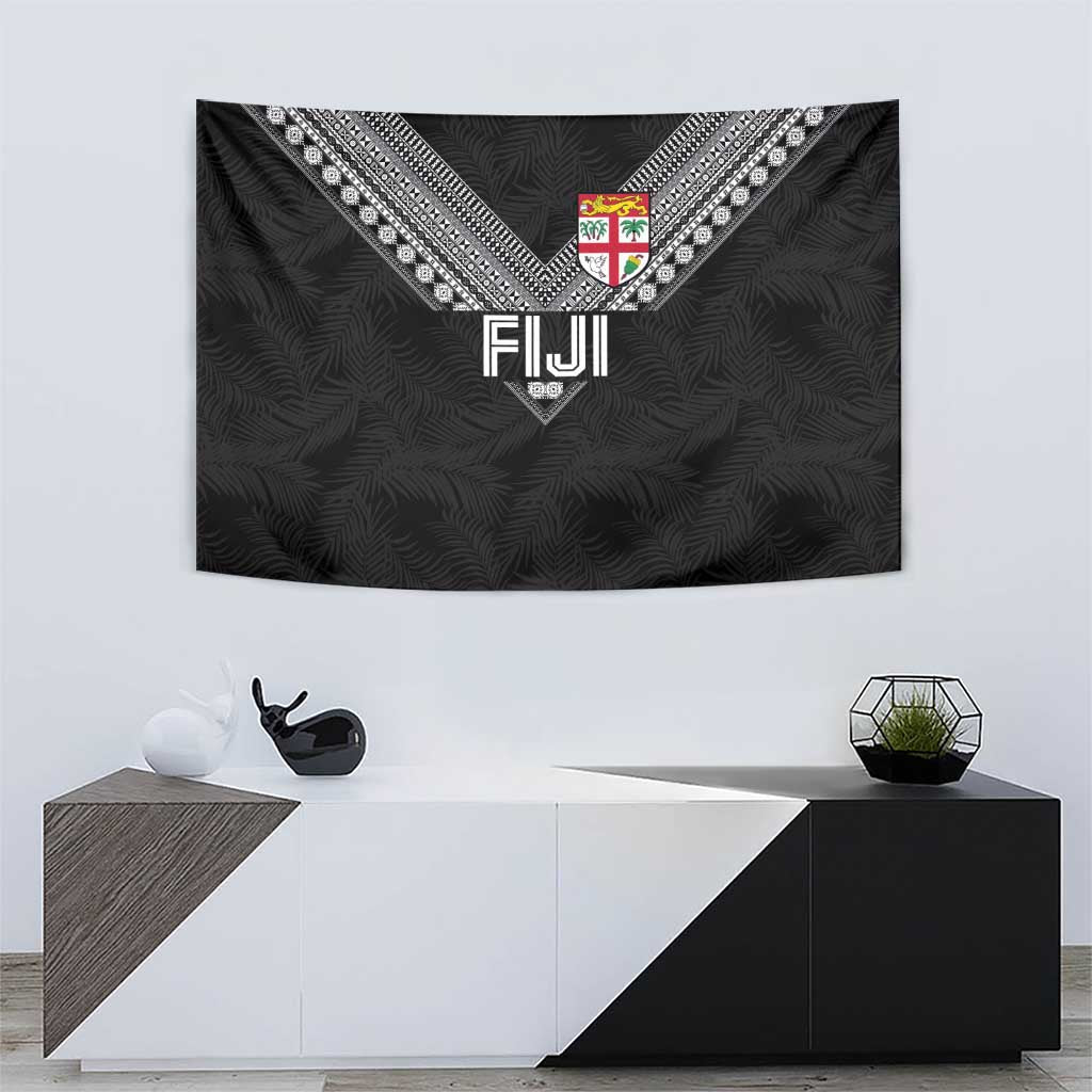 Rugby Fiji Tapestry Fijian Masi Tribal Sporty Style Black Color - Polynesian Pride