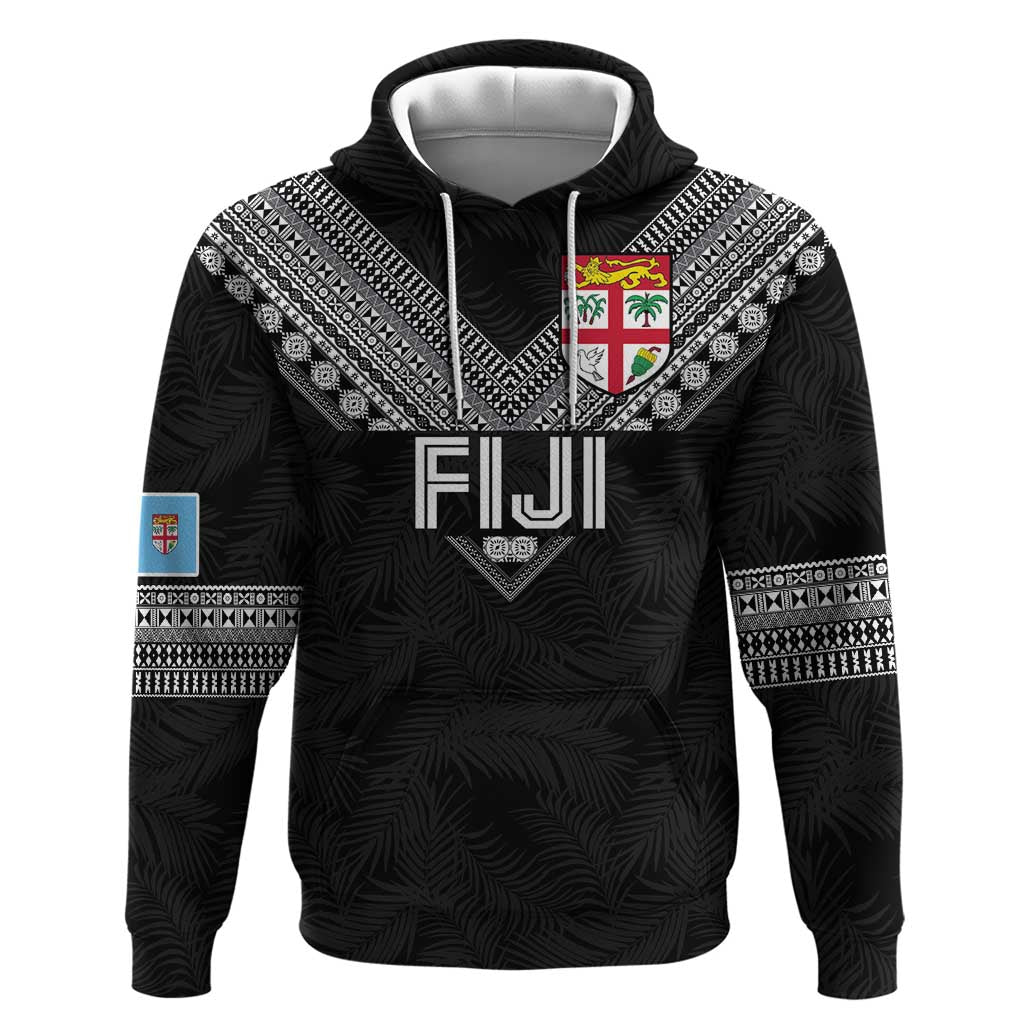 Custom Rugby Fiji Zip Hoodie Fijian Masi Tribal Sporty Style Black Color LT03 Pullover Hoodie Black - Polynesian Pride