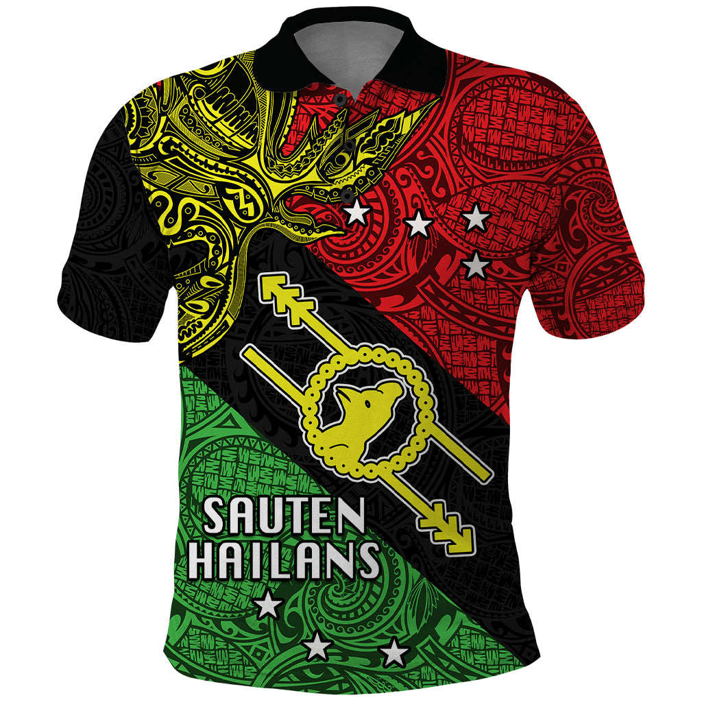 Papua New Guinea Southern Highlands Province Polo Shirt PNG Birds Of Paradise Polynesian Arty Style LT03 Black - Polynesian Pride