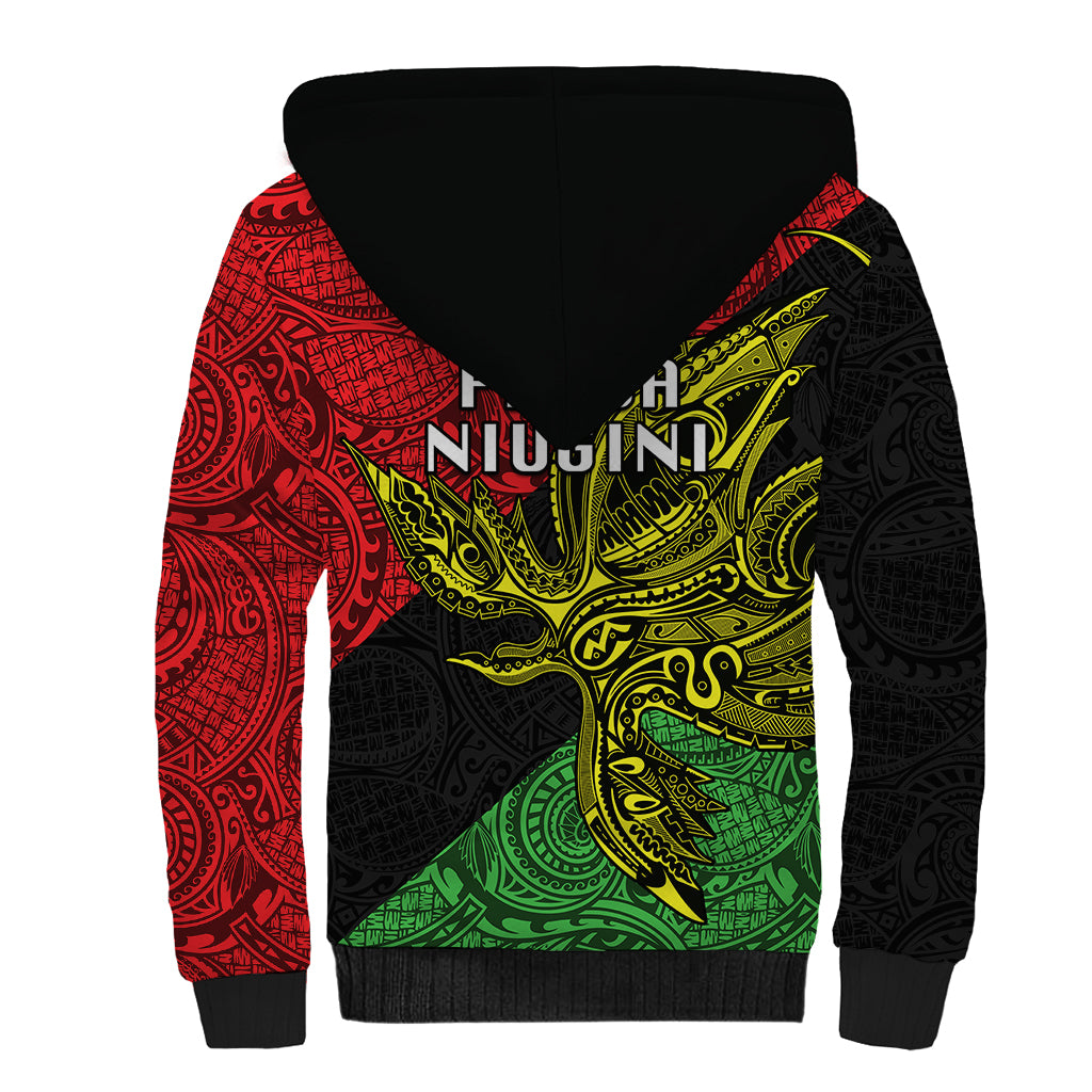 Papua New Guinea Southern Highlands Province Sherpa Hoodie PNG Birds Of Paradise Polynesian Arty Style LT03 - Polynesian Pride