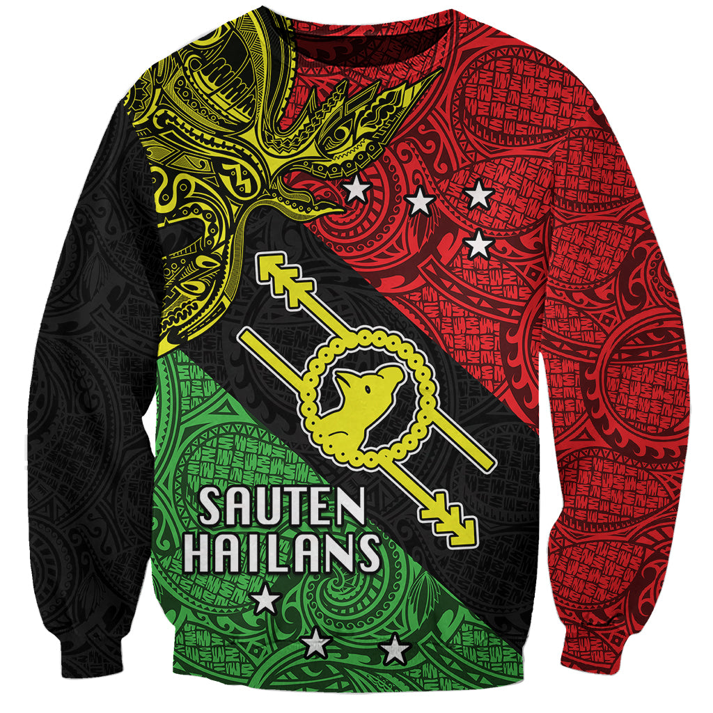 Papua New Guinea Southern Highlands Province Sweatshirt PNG Birds Of Paradise Polynesian Arty Style LT03 Unisex Black - Polynesian Pride