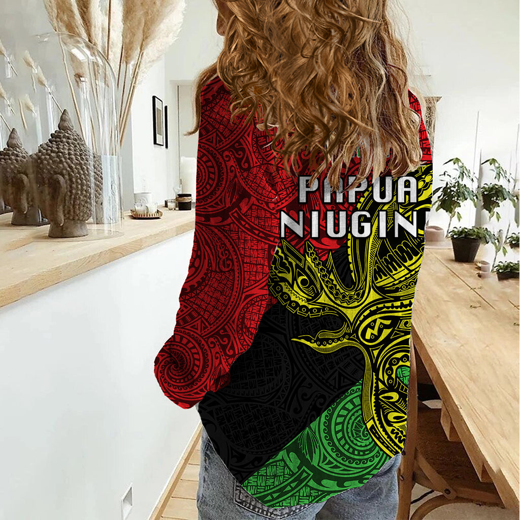 Papua New Guinea Southern Highlands Province Women Casual Shirt PNG Birds Of Paradise Polynesian Arty Style LT03 - Polynesian Pride