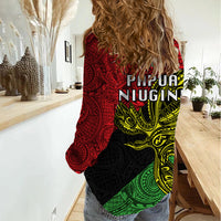 Papua New Guinea Southern Highlands Province Women Casual Shirt PNG Birds Of Paradise Polynesian Arty Style LT03 - Polynesian Pride