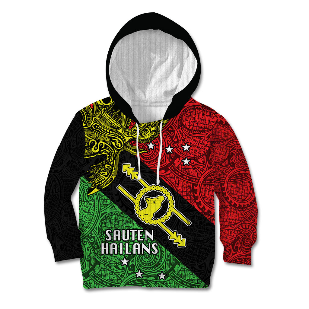 Personalised Papua New Guinea Southern Highlands Province Kid Hoodie PNG Birds Of Paradise Polynesian Arty Style LT03 Hoodie Black - Polynesian Pride