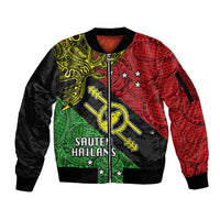 Personalised Papua New Guinea Southern Highlands Province Sleeve Zip Bomber Jacket PNG Birds Of Paradise Polynesian Arty Style LT03 Unisex Black - Polynesian Pride