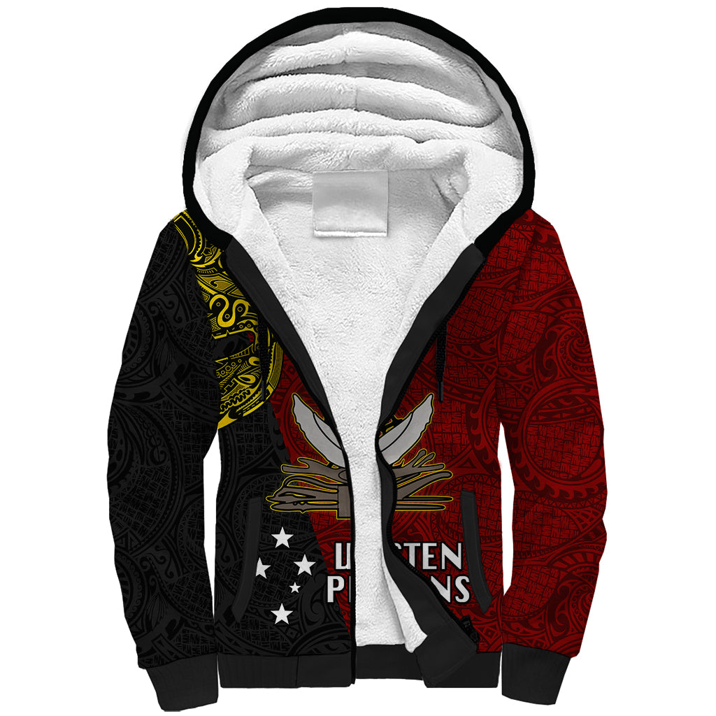 Papua New Guinea Western Province Sherpa Hoodie PNG Birds Of Paradise Polynesian Arty Style LT03 Unisex Red - Polynesian Pride