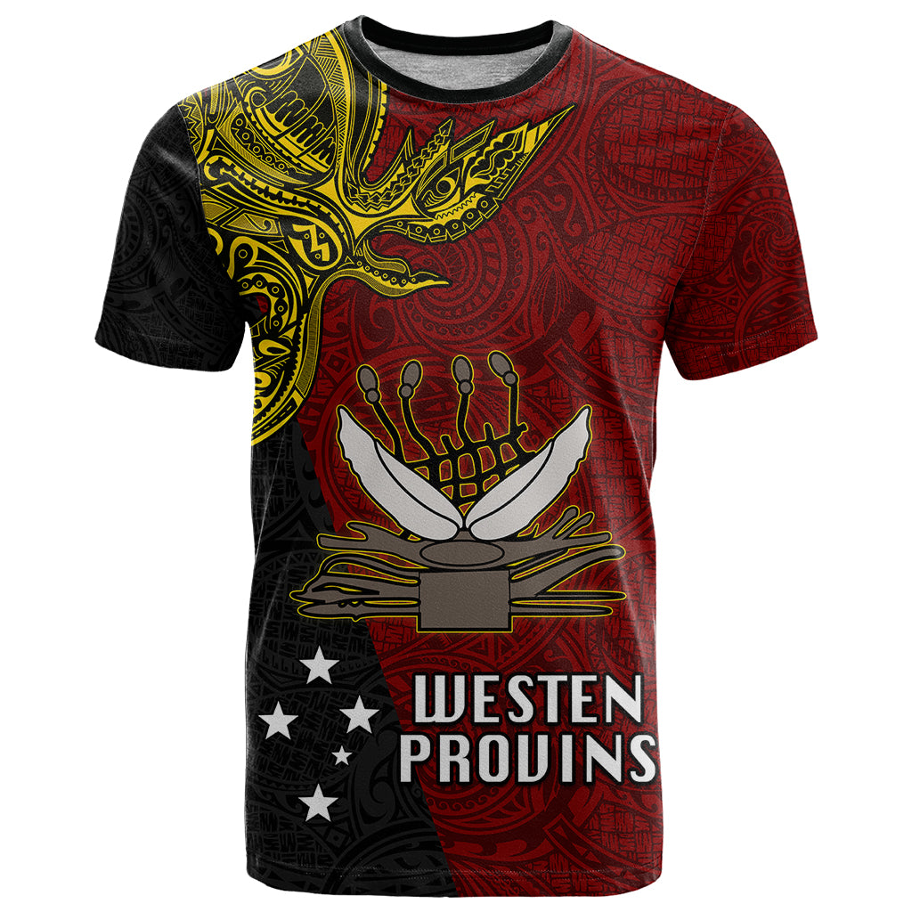 Papua New Guinea Western Province T Shirt PNG Birds Of Paradise Polynesian Arty Style LT03 Red - Polynesian Pride