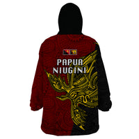 Papua New Guinea Western Province Wearable Blanket Hoodie PNG Birds Of Paradise Polynesian Arty Style LT03 - Polynesian Pride