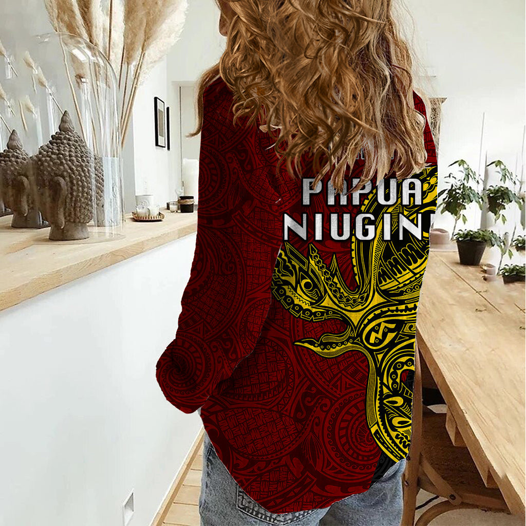 Papua New Guinea Western Province Women Casual Shirt PNG Birds Of Paradise Polynesian Arty Style LT03 - Polynesian Pride