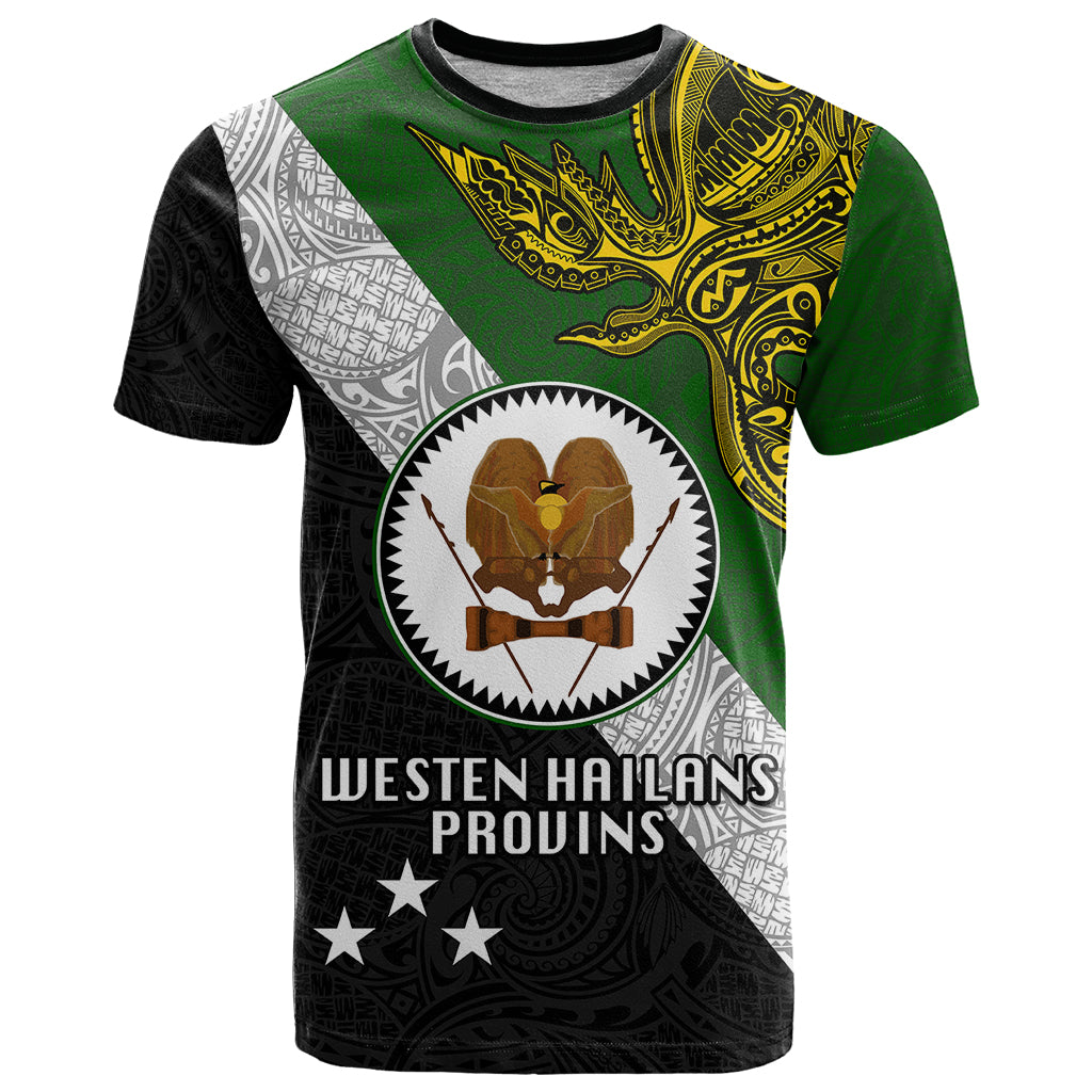 Papua New Guinea Western Highlands Province T Shirt PNG Birds Of Paradise Polynesian Arty Style LT03 Green - Polynesian Pride