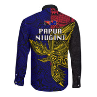 Papua New Guinea West New Britain Province Long Sleeve Button Shirt PNG Birds Of Paradise Polynesian Arty Style LT03 - Polynesian Pride