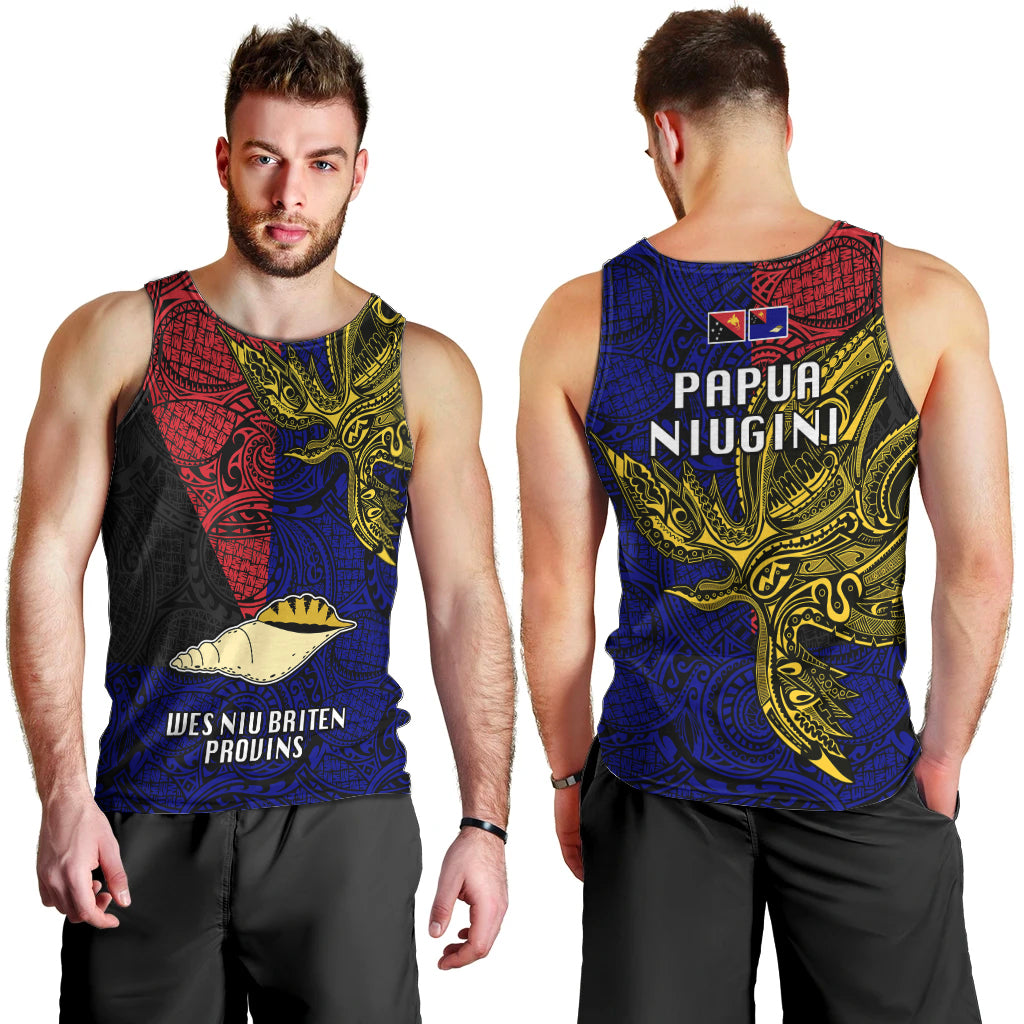 Papua New Guinea West New Britain Province Men Tank Top PNG Birds Of Paradise Polynesian Arty Style LT03 - Polynesian Pride