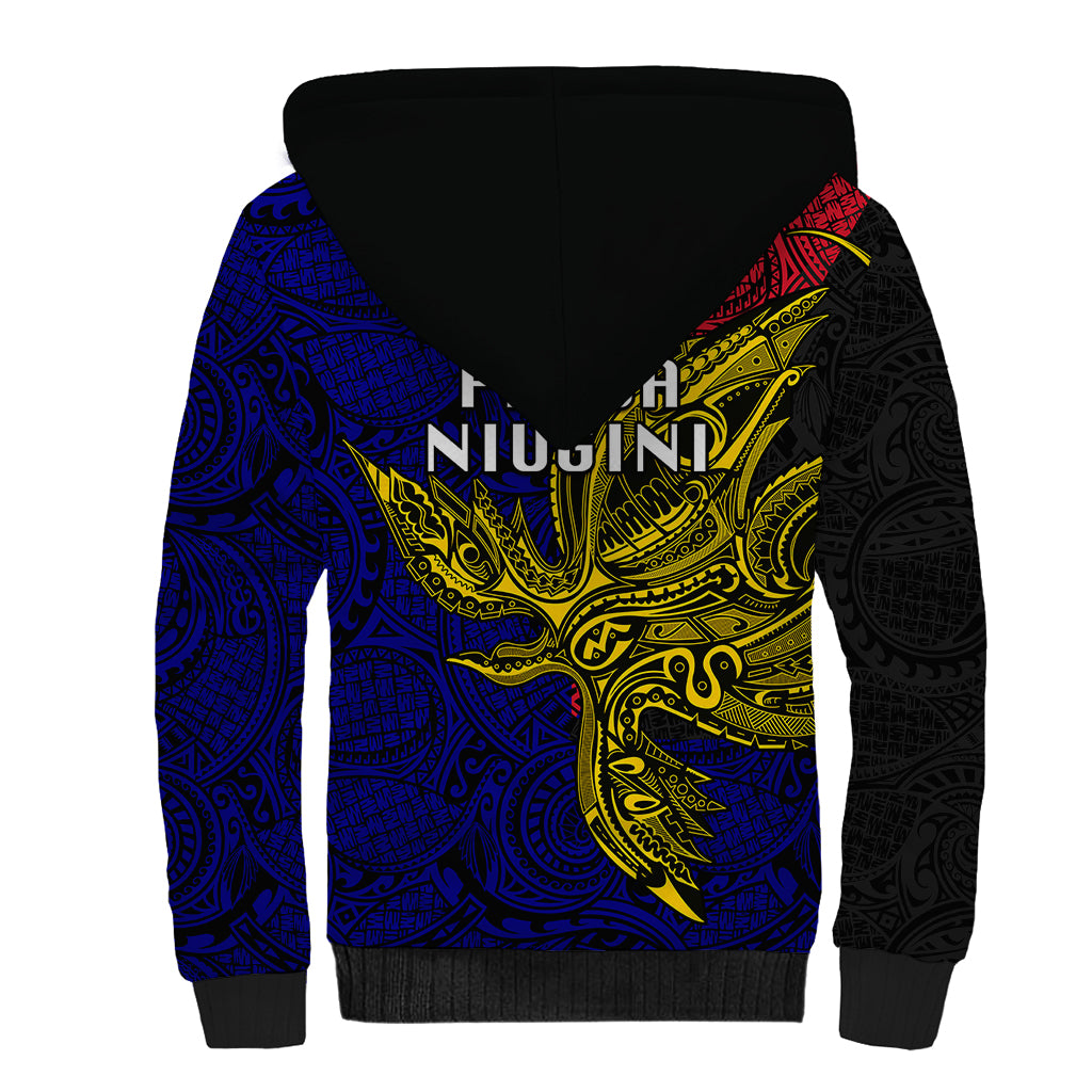 Papua New Guinea West New Britain Province Sherpa Hoodie PNG Birds Of Paradise Polynesian Arty Style LT03 - Polynesian Pride
