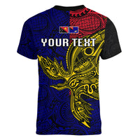 Personalised Papua New Guinea West New Britain Province Women V Neck T Shirt PNG Birds Of Paradise Polynesian Arty Style LT03 - Polynesian Pride