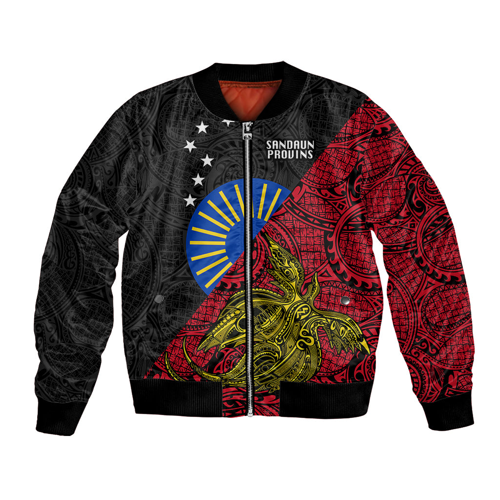 Papua New Guinea Sandaun Province Bomber Jacket PNG Birds Of Paradise Polynesian Arty Style LT03 Unisex Red - Polynesian Pride