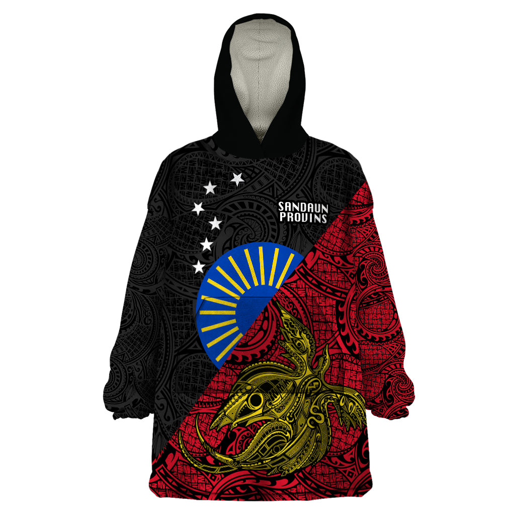 Papua New Guinea Sandaun Province Wearable Blanket Hoodie PNG Birds Of Paradise Polynesian Arty Style LT03 One Size Red - Polynesian Pride
